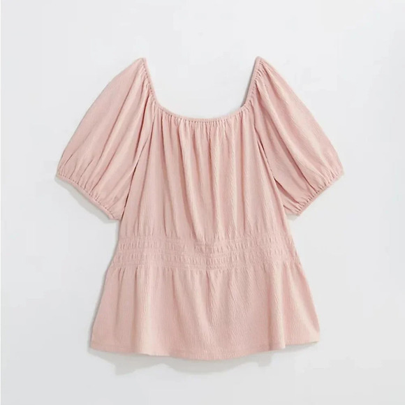 NWT LOFT Plus Pink Textured Cinched Waist Top in Size 16/18 - Picture 1 of 8